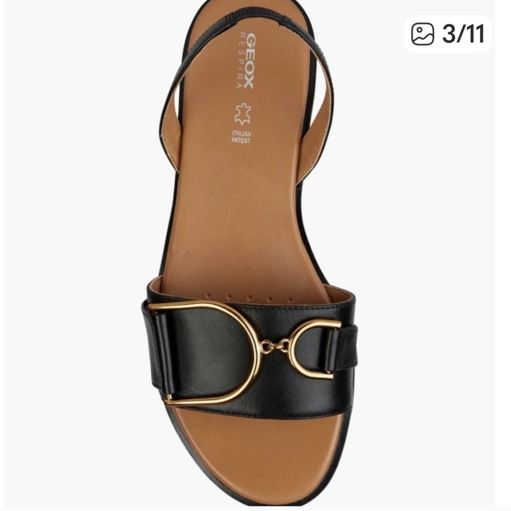 Geox Black Sandals with Gold Buckles - Picture 4 of 8
